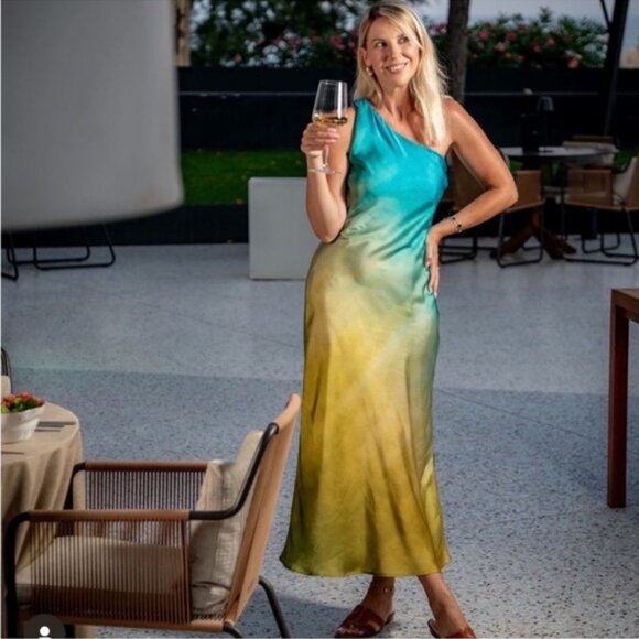 ZARA ASYMMETRICAL SATIN EFFECT TIE DYE DRESS - Picture 2 of 16